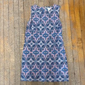 Blue and Pink Sleeveless Paisley Dress